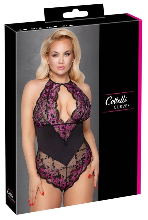 Cottelli CURVES - Dwukolorowe Kwiatowe Body Z Delikatne Koronki 2XL Cottelli CURVES Cottelli CURVES - Dwukolorowe Kwiatowe Body Z Delikatne Koronki 2XL Cottelli CURVES