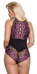 Cottelli CURVES - Dwukolorowe Kwiatowe Body Z Delikatne Koronki 2XL Cottelli CURVES