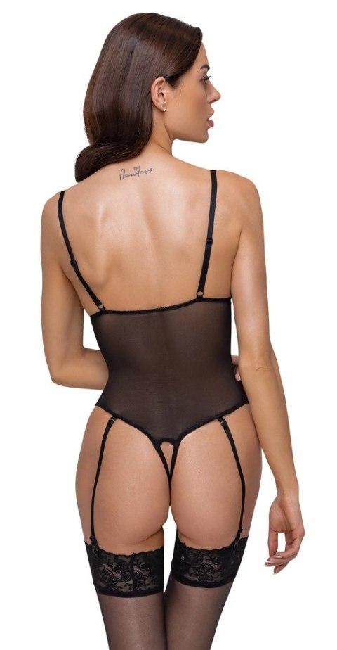 Cottelli LINGERIE - Czarne Siateczkowe Body Z Delikatną Koronką Bez Krocza L Cottelli LINGERIE Cottelli LINGERIE - Czarne Siateczkowe Body Z Delikatną Koronką Bez Krocza L Cottelli LINGERIE