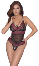 Cottelli LINGERIE - Gorące Body Z Dwukolorowej Koronki Z Kwiatowym Motywem S/M Cottelli LINGERIE