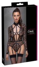 Cottelli LINGERIE - Seksowne Koronkowe Body Z Długim Rękawem Wygląd Uprzęży Czarne L Cottelli LINGERIE