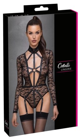 Cottelli LINGERIE - Seksowne Koronkowe Body Z Długim Rękawem Wygląd Uprzęży Czarne L Cottelli LINGERIE