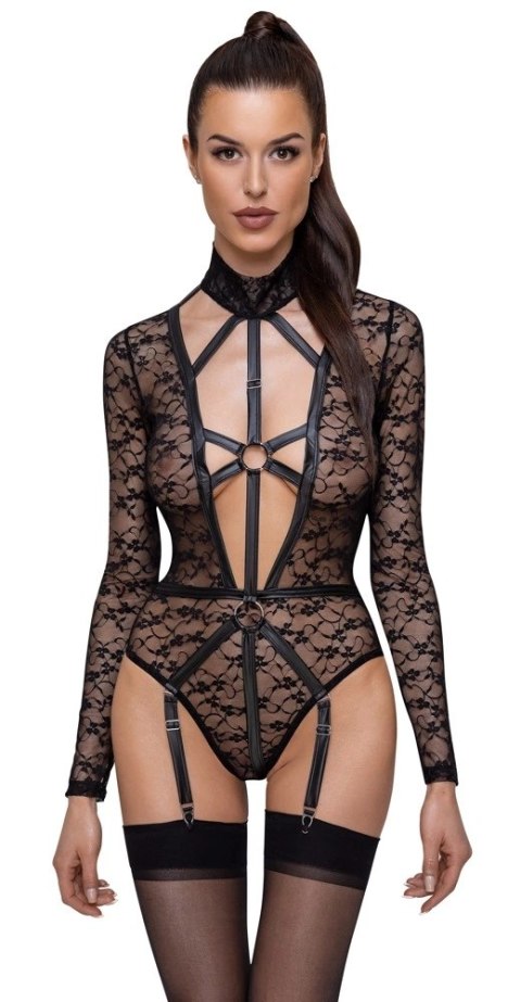 Cottelli LINGERIE - Seksowne Koronkowe Body Z Długim Rękawem Wygląd Uprzęży Czarne L Cottelli LINGERIE Cottelli LINGERIE - Seksowne Koronkowe Body Z Długim Rękawem Wygląd Uprzęży Czarne L Cottelli LINGERIE