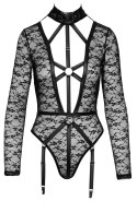 Cottelli LINGERIE - Seksowne Koronkowe Body Z Długim Rękawem Wygląd Uprzęży Czarne L Cottelli LINGERIE
