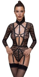 Cottelli LINGERIE - Seksowne Koronkowe Body Z Długim Rękawem Wygląd Uprzęży Czarne M Cottelli LINGERIE