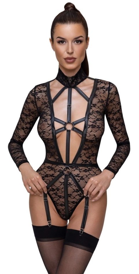 Cottelli LINGERIE - Seksowne Koronkowe Body Z Długim Rękawem Wygląd Uprzęży Czarne M Cottelli LINGERIE Cottelli LINGERIE - Seksowne Koronkowe Body Z Długim Rękawem Wygląd Uprzęży Czarne M Cottelli LINGERIE
