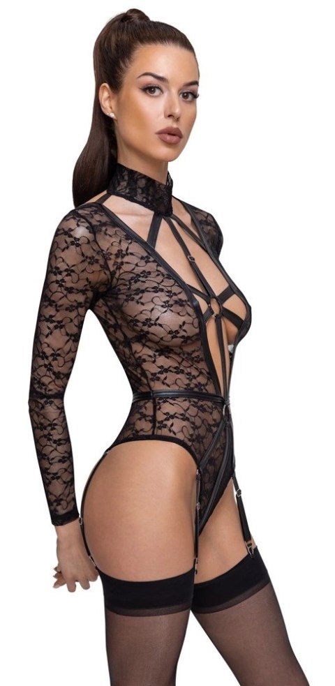 Cottelli LINGERIE - Seksowne Koronkowe Body Z Długim Rękawem Wygląd Uprzęży Czarne M Cottelli LINGERIE Cottelli LINGERIE - Seksowne Koronkowe Body Z Długim Rękawem Wygląd Uprzęży Czarne M Cottelli LINGERIE
