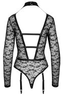Cottelli LINGERIE - Seksowne Koronkowe Body Z Długim Rękawem Wygląd Uprzęży Czarne M Cottelli LINGERIE