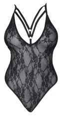 Cottelli LINGERIE - Seksowne Koronkowe Body Z Ozdobnymi Paskami Czarne XL Cottelli LINGERIE