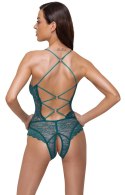 Cottelli LINGERIE - Seksowne Koronkowe Body Z Paseczkami Bez Krocza Zielone S Cottelli LINGERIE