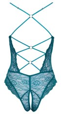 Cottelli LINGERIE - Seksowne Koronkowe Body Z Paseczkami Bez Krocza Zielone S Cottelli LINGERIE