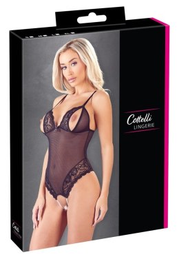 Cottelli LINGERIE - Seksowne Siateczkowe Body Z Delikatną Koronką Bez Krocza M Cottelli LINGERIE