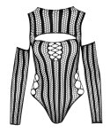 NO:XQSE - Seksowne Czarne Body Z Wplecionymi Paskami S-L NO:XQSE