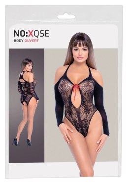 NO:XQSE - Seksowne Czarne Koronkowe Body Z Czerwoną Kokardką S-L NO:XQSE