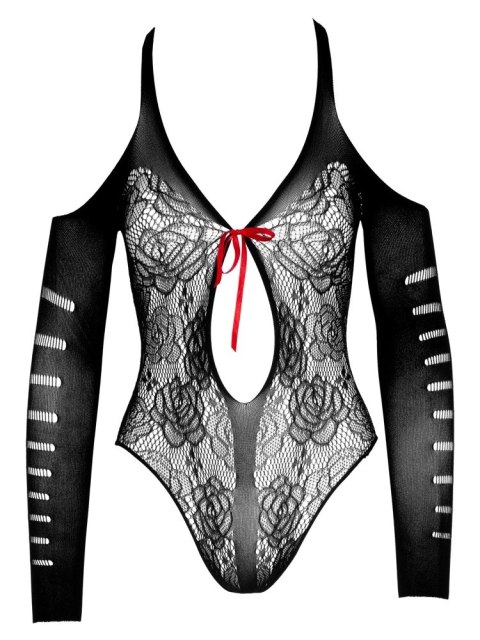 NO:XQSE - Seksowne Czarne Koronkowe Body Z Czerwoną Kokardką S-L NO:XQSE NO:XQSE - Seksowne Czarne Koronkowe Body Z Czerwoną Kokardką S-L NO:XQSE