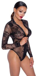 Noir - Seksowne Prześwitujące Body Z Kwiatowym Wzorem XL Noir