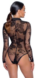 Noir - Seksowne Prześwitujące Body Z Kwiatowym Wzorem XL Noir