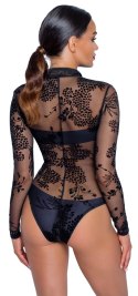 Noir - Seksowne Prześwitujące Body Z Kwiatowym Wzorem XL Noir