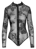 Noir - Seksowne Prześwitujące Body Z Kwiatowym Wzorem XL Noir