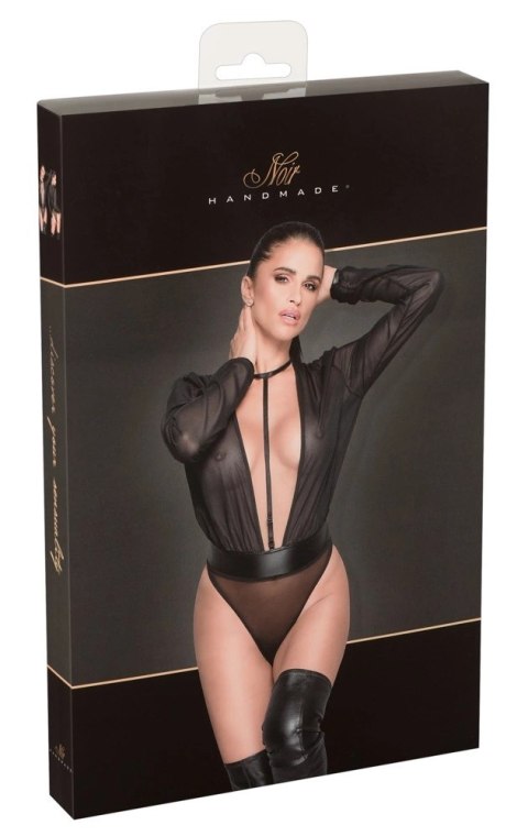 Noir - Seksowne Siateczkowe Body Z Głębokim Dekoltem Czarne M Noir Noir - Seksowne Siateczkowe Body Z Głębokim Dekoltem Czarne M Noir