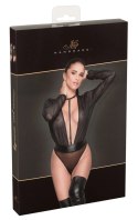 Noir - Seksowne Siateczkowe Body Z Głębokim Dekoltem Czarne S Noir