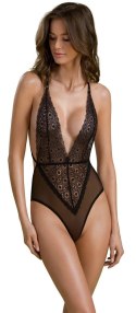 Passion - Seksowne Koronkowe Body Z Siateczką Czarne Zinnia L/XL Passion