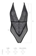 Passion - Seksowne Koronkowe Body Z Siateczką Czarne Zinnia L/XL Passion
