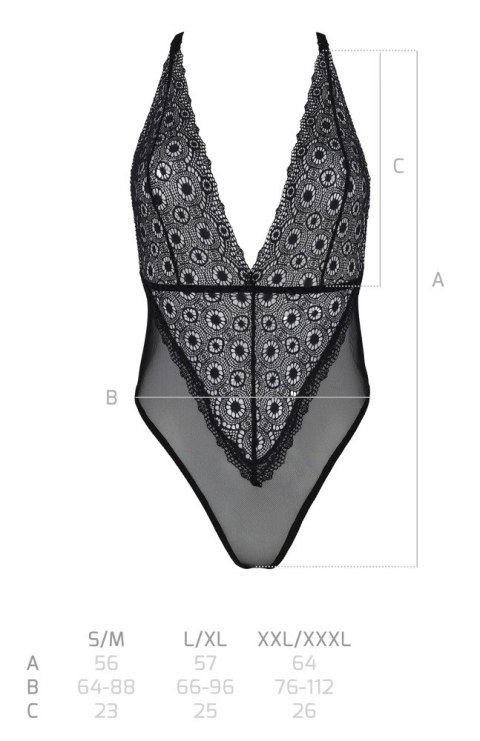 Passion - Seksowne Koronkowe Body Z Siateczką Czarne Zinnia S/M Passion Passion - Seksowne Koronkowe Body Z Siateczką Czarne Zinnia S/M Passion
