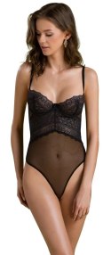 Passion - Uwodzicielskie Koronkowe Body Z Siateczką Czarne Kerria 2XL/3XL Passion