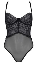 Passion - Uwodzicielskie Koronkowe Body Z Siateczką Czarne Kerria M/L Passion