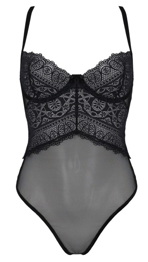 Passion - Uwodzicielskie Koronkowe Body Z Siateczką Czarne Kerria S/M Passion Passion - Uwodzicielskie Koronkowe Body Z Siateczką Czarne Kerria S/M Passion