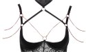 Abierta Fina - Zmysłowa Koszulka Do Pończoch Z Elegancką Koronką + Stringi 85C/XL Abierta Fina