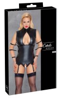Cottelli Bondage - Matowa Koszulka Z Paskami Do Pończoch + Majtki Bez Krocza 4XL Cottelli BONDAGE