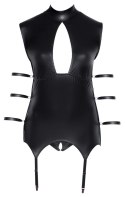 Cottelli Bondage - Matowa Koszulka Z Paskami Do Pończoch + Majtki Bez Krocza 4XL Cottelli BONDAGE