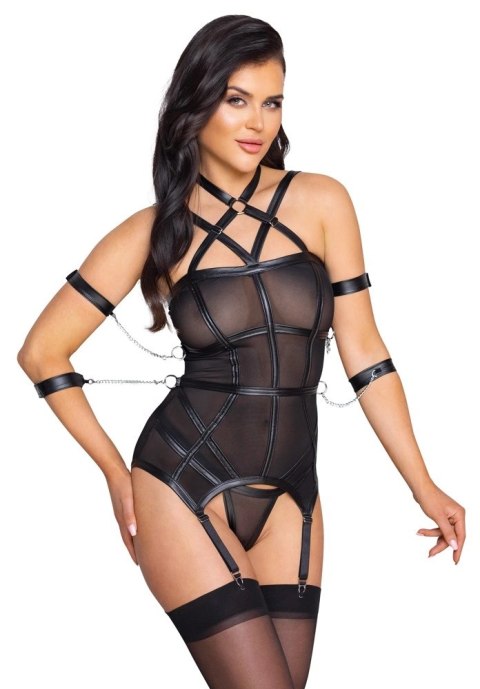 Cottelli Bondage - Seksowna Koszulka Z Siateczki Z Łańcuchami + Stringi L Cottelli BONDAGE Cottelli Bondage - Seksowna Koszulka Z Siateczki Z Łańcuchami + Stringi L Cottelli BONDAGE