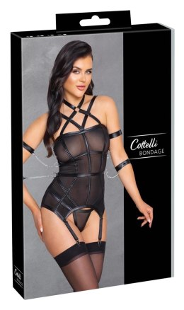 Cottelli Bondage - Seksowna Koszulka Z Siateczki Z Łańcuchami + Stringi M Cottelli BONDAGE