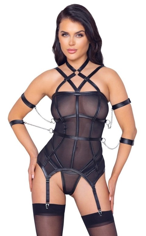 Cottelli Bondage - Seksowna Koszulka Z Siateczki Z Łańcuchami + Stringi M Cottelli BONDAGE Cottelli Bondage - Seksowna Koszulka Z Siateczki Z Łańcuchami + Stringi M Cottelli BONDAGE