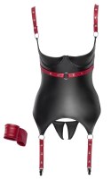 Cottelli Bondage - Seksowna Matowa Haleczka Bez Biustu + Otwarte Stringi M Cottelli BONDAGE