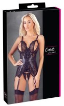 Cottelli LINGERIE - Koronkowa Koszulka Z Otwartymi Miseczkami I Stringi Bez Krocza Czarne M Cottelli LINGERIE