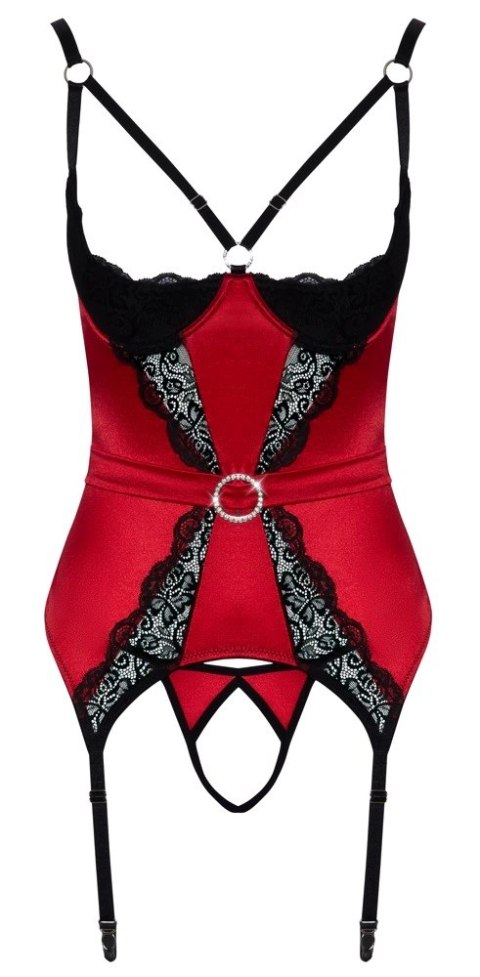 Cottelli LINGERIE - Seksowna Haleczka Bez Biustu Z Paskami Do Pończoch + Otwarte Stringi M Cottelli LINGERIE Cottelli LINGERIE - Seksowna Haleczka Bez Biustu Z Paskami Do Pończoch + Otwarte Stringi M Cottelli LINGERIE