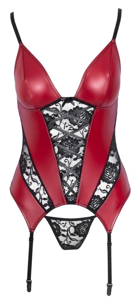 Cottelli LINGERIE - Seksowna Matowa Koszulka Z Paskami i I Delikatną Koronką + Stringi S Cottelli LINGERIE Cottelli LINGERIE - Seksowna Matowa Koszulka Z Paskami i I Delikatną Koronką + Stringi S Cottelli LINGERIE