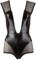 Cottelli PARTY - Seksowne Matowe Body Z Dodatkiem Siateczki Czarne XL Cottelli PARTY
