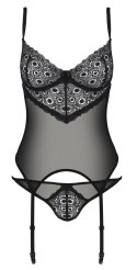 Passion - Seksowna Koszulka Z Paskami Do Pończoch + Stringi Zinnia Corset 2XL/3XL Passion