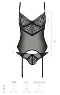 Passion - Seksowna Koszulka Z Paskami Do Pończoch + Stringi Zinnia Corset 2XL/3XL Passion