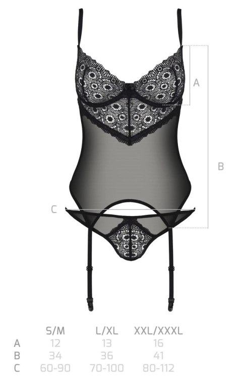 Passion - Seksowna Koszulka Z Paskami Do Pończoch + Stringi Zinnia Corset S/M Passion Passion - Seksowna Koszulka Z Paskami Do Pończoch + Stringi Zinnia Corset S/M Passion