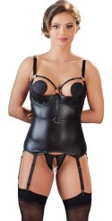 Cottelli Bondage - Seksowna Matowa Koszulka Bez Biustu + Otwarte Stringi XL Cottelli BONDAGE