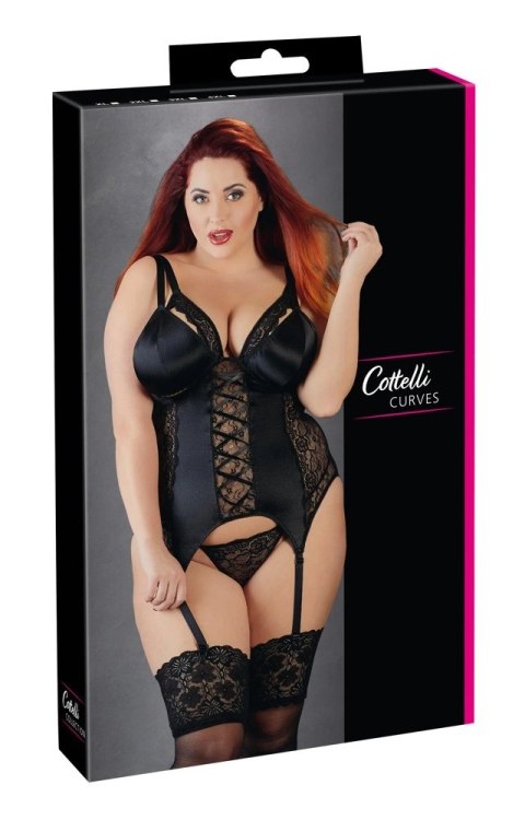 Cottelli CURVES - Koronkowa Koszulka Z Paskami Do Pończoch + Stringi 2XL Cottelli CURVES Cottelli CURVES - Koronkowa Koszulka Z Paskami Do Pończoch + Stringi 2XL Cottelli CURVES