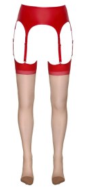 Cottelli LEGWEAR - Beżowe Pończochy Z Czerwonym Szwem I Wykończeniem 2 Cottelli LEGWEAR