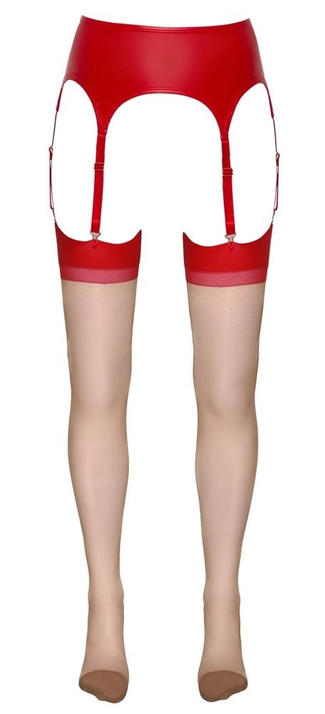 Cottelli LEGWEAR - Beżowe Pończochy Z Czerwonym Szwem I Wykończeniem 2 Cottelli LEGWEAR Cottelli LEGWEAR - Beżowe Pończochy Z Czerwonym Szwem I Wykończeniem 2 Cottelli LEGWEAR