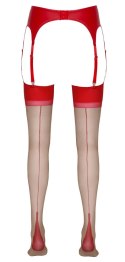 Cottelli LEGWEAR - Beżowe Pończochy Z Czerwonym Szwem I Wykończeniem 2 Cottelli LEGWEAR